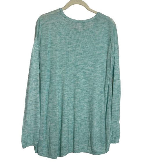 Liz Claiborne Womens Lightweight Sweater Medium Heathered Teal Long Sleeve - Picture 2 of 4